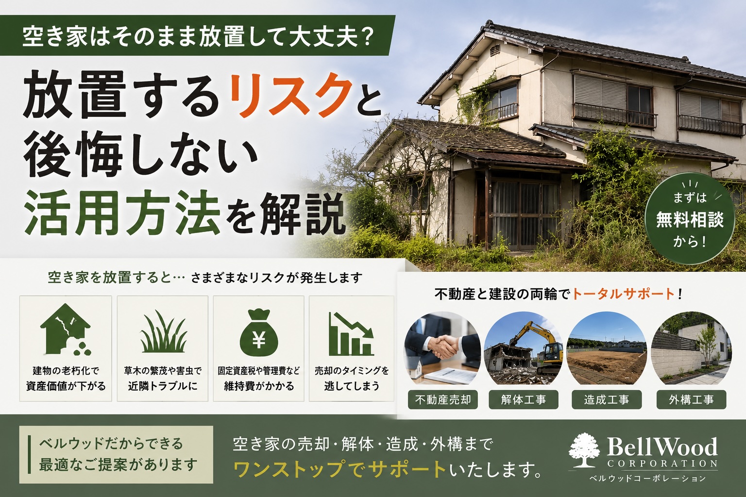 空き家はそのまま放置して大丈夫?放置するリスクと後悔しない活用方法を解説