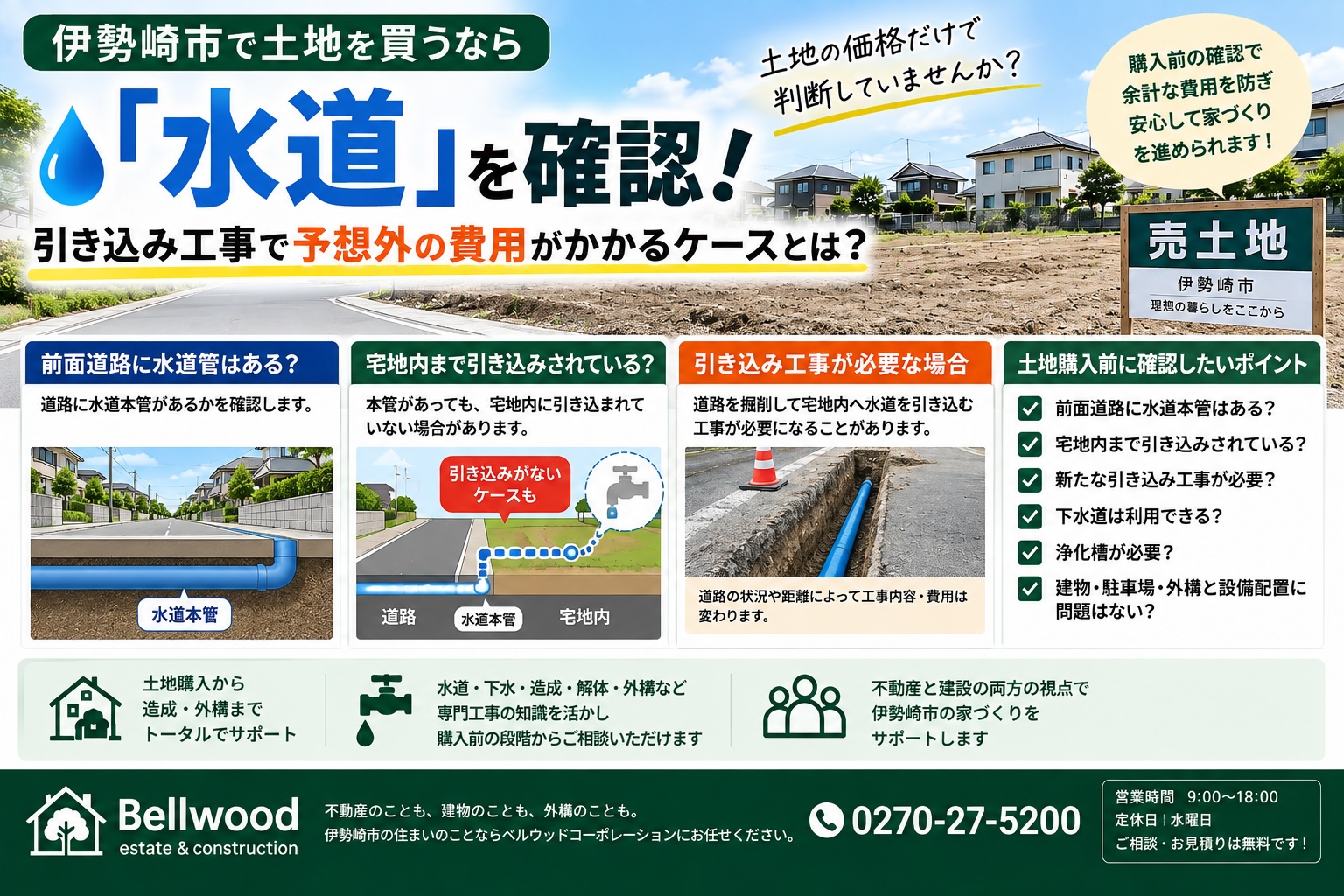 伊勢崎市で土地を買うなら「水道」を確認！引き込み工事で予想外の費用がかかるケースとは？