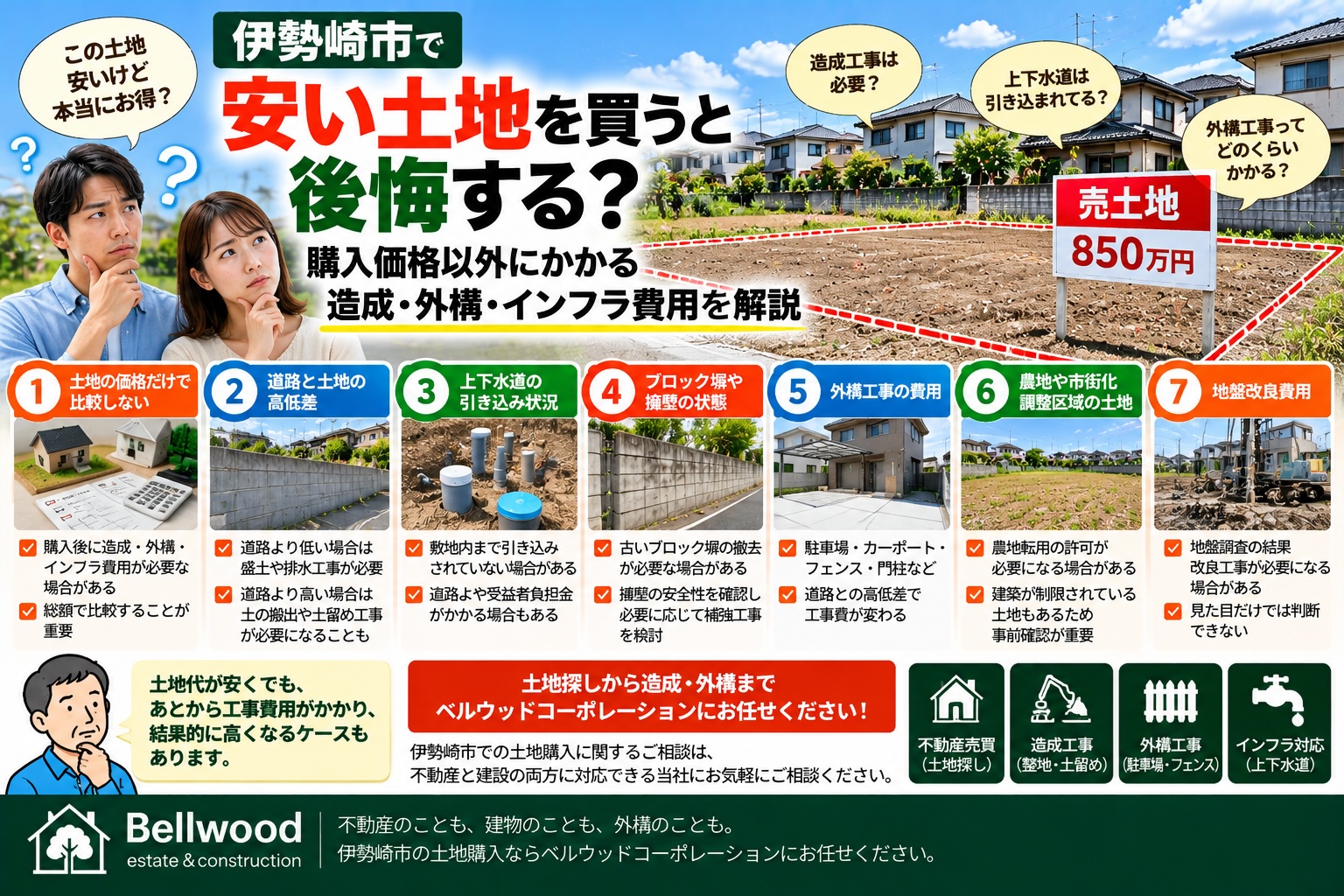 伊勢崎市で安い土地を買うと後悔する?購入価格以外にかかる造成・外構・インフラ費用を解説
