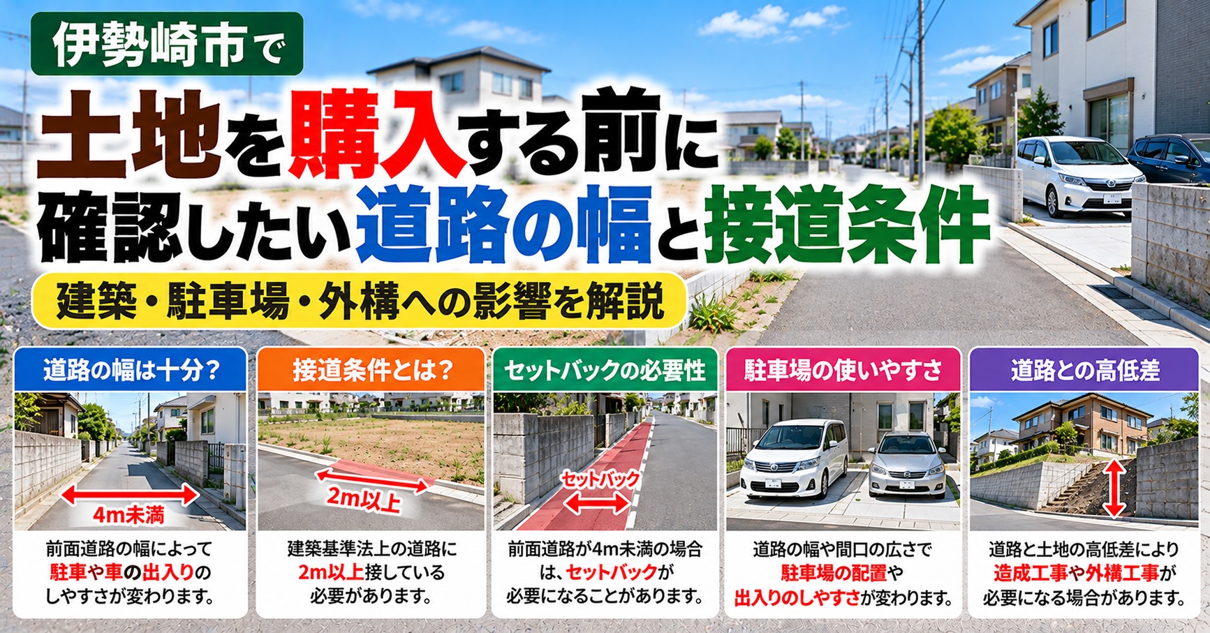 伊勢崎市で土地を購入する前に確認したい道路の幅と接道条件｜建築・駐車場・外構への影響を解説